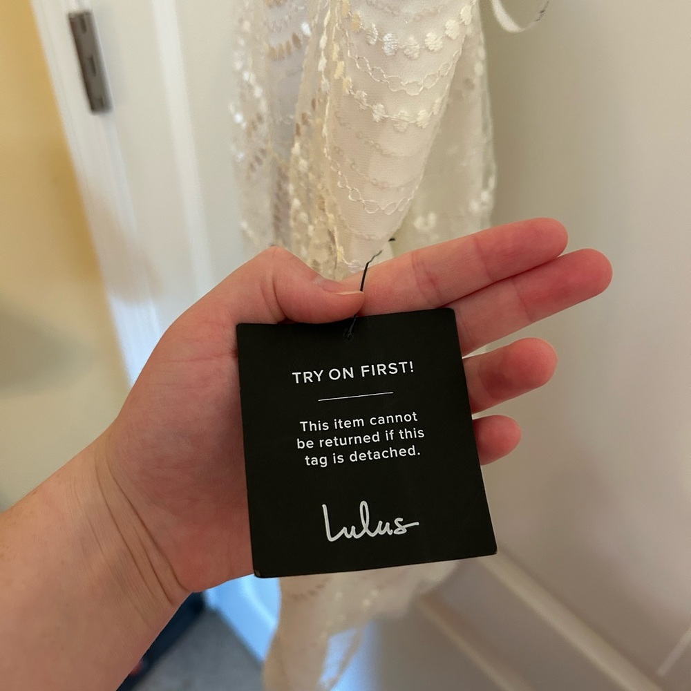 Lulus Darling Deco White Scalloped Sequin Backless Mini Dress- NWT - Picture 10 of 10